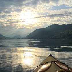 Faltboot im Sonnenuntergang